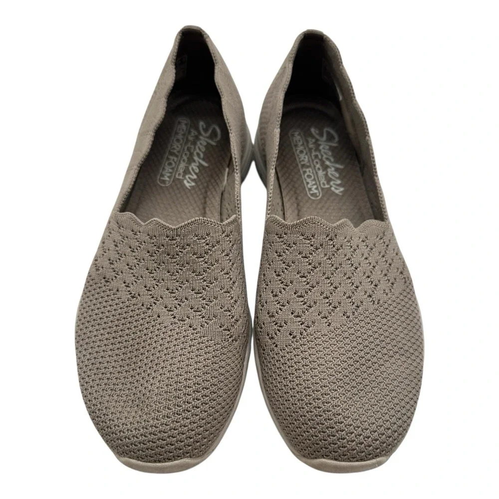Skechers Slip On Shoes Womens 7 Taupe Classic Fit‎ Air Cooled Memory Foam 49481